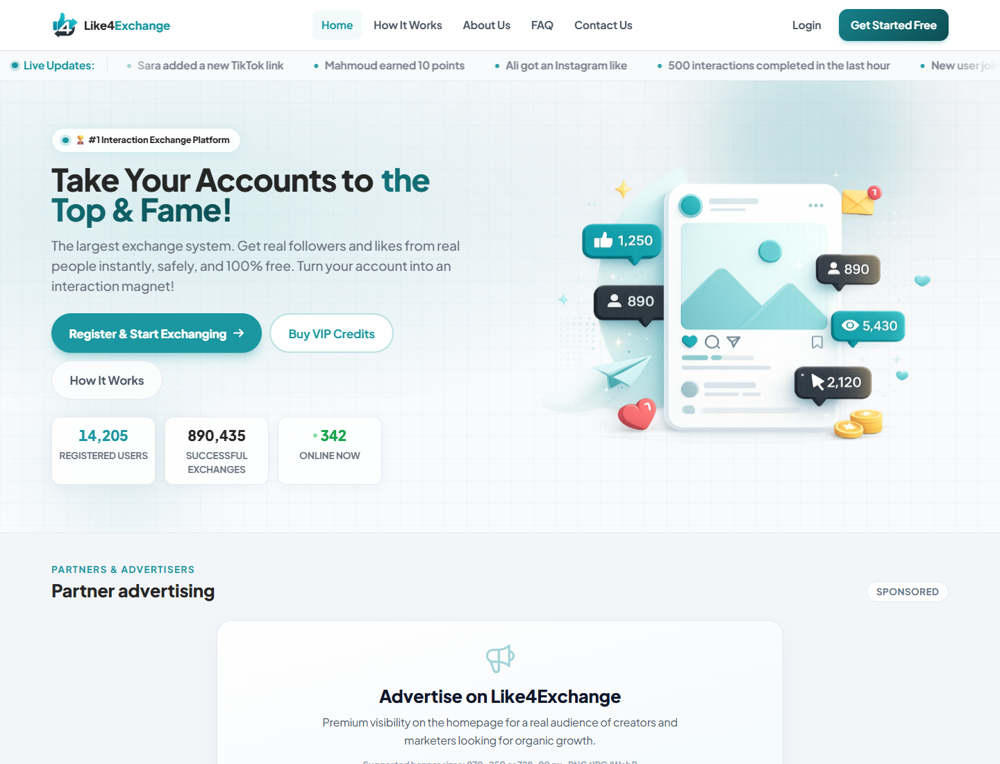 Like4Exchange homepage