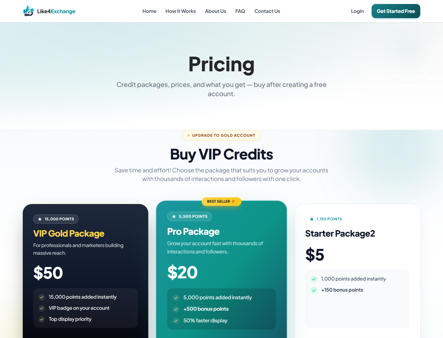 Like4Exchange pricing