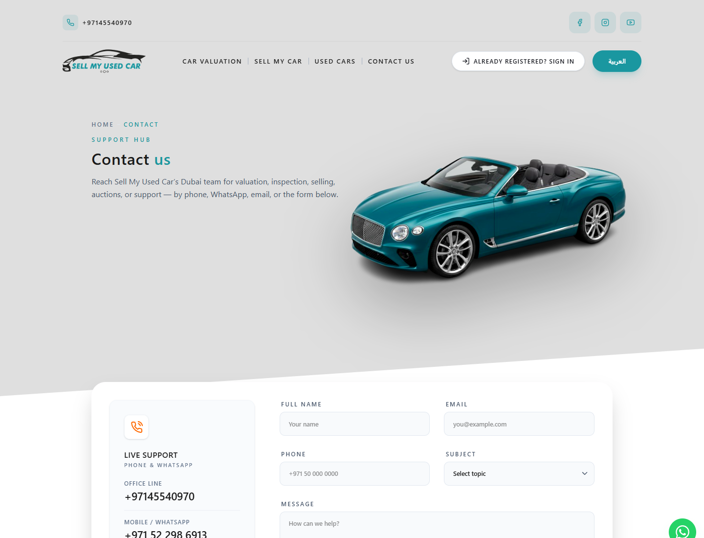 Sell My Used Car contact